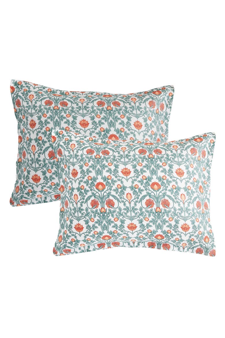 Floral Cotton Duvet & Sham Set, Alternate, color, ORANGE