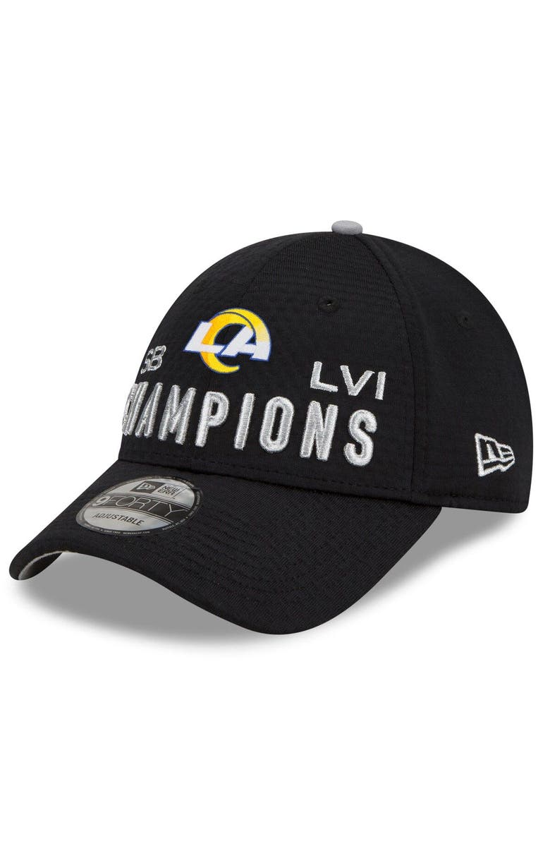 New Era Men's New Era Black Los Angeles Rams Super Bowl LVI Champions Locker Room Trophy Collection 9FORTY Snapback Adjustable Hat, Alternate, color, 