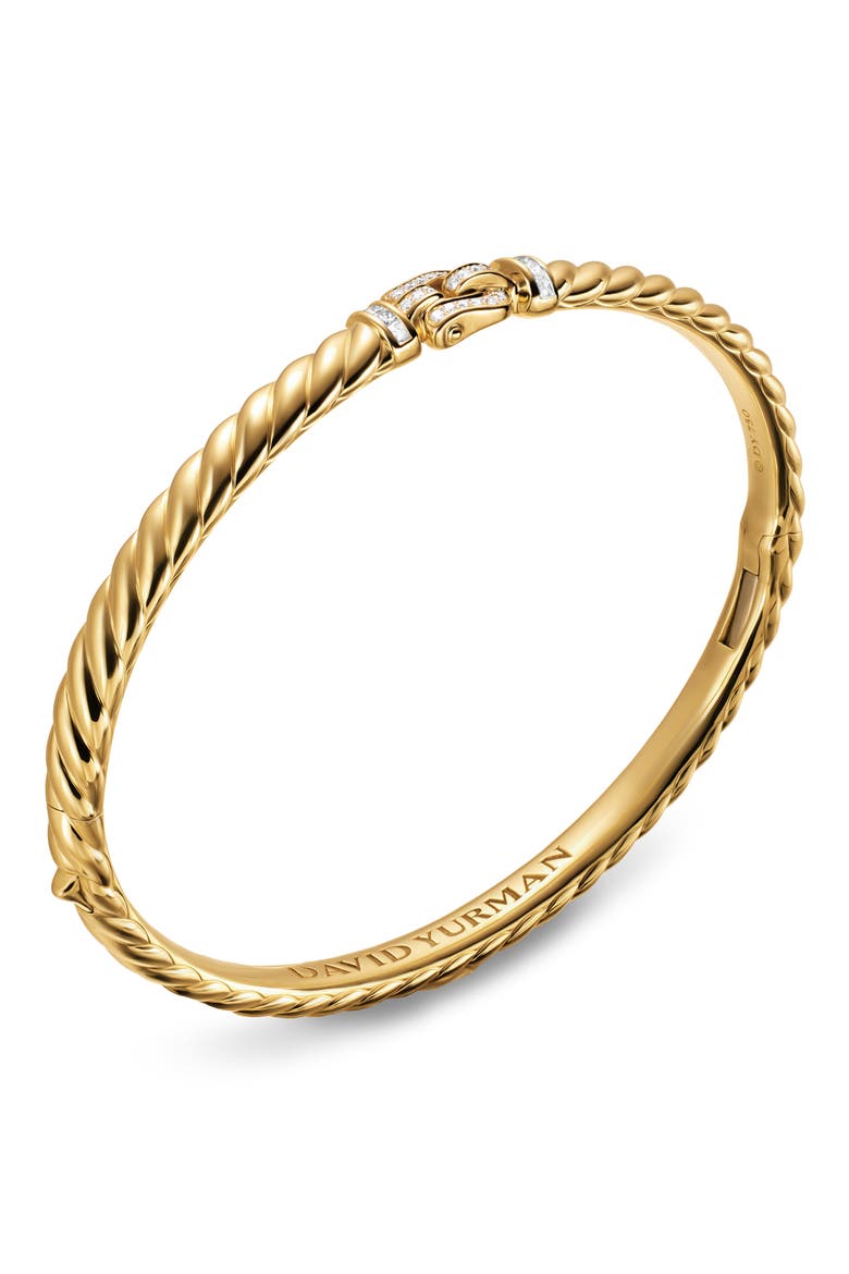 Sculpted Cable Buckle Bracelet in 18K Yellow Gold with Diamonds, Alternate, color, GOLD