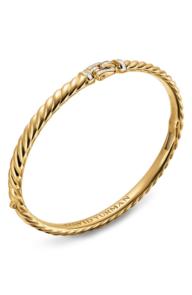 David Yurman Sculpted Cable Buckle Bracelet in 18K Yellow Gold with Diamonds, Alternate, color, Gold