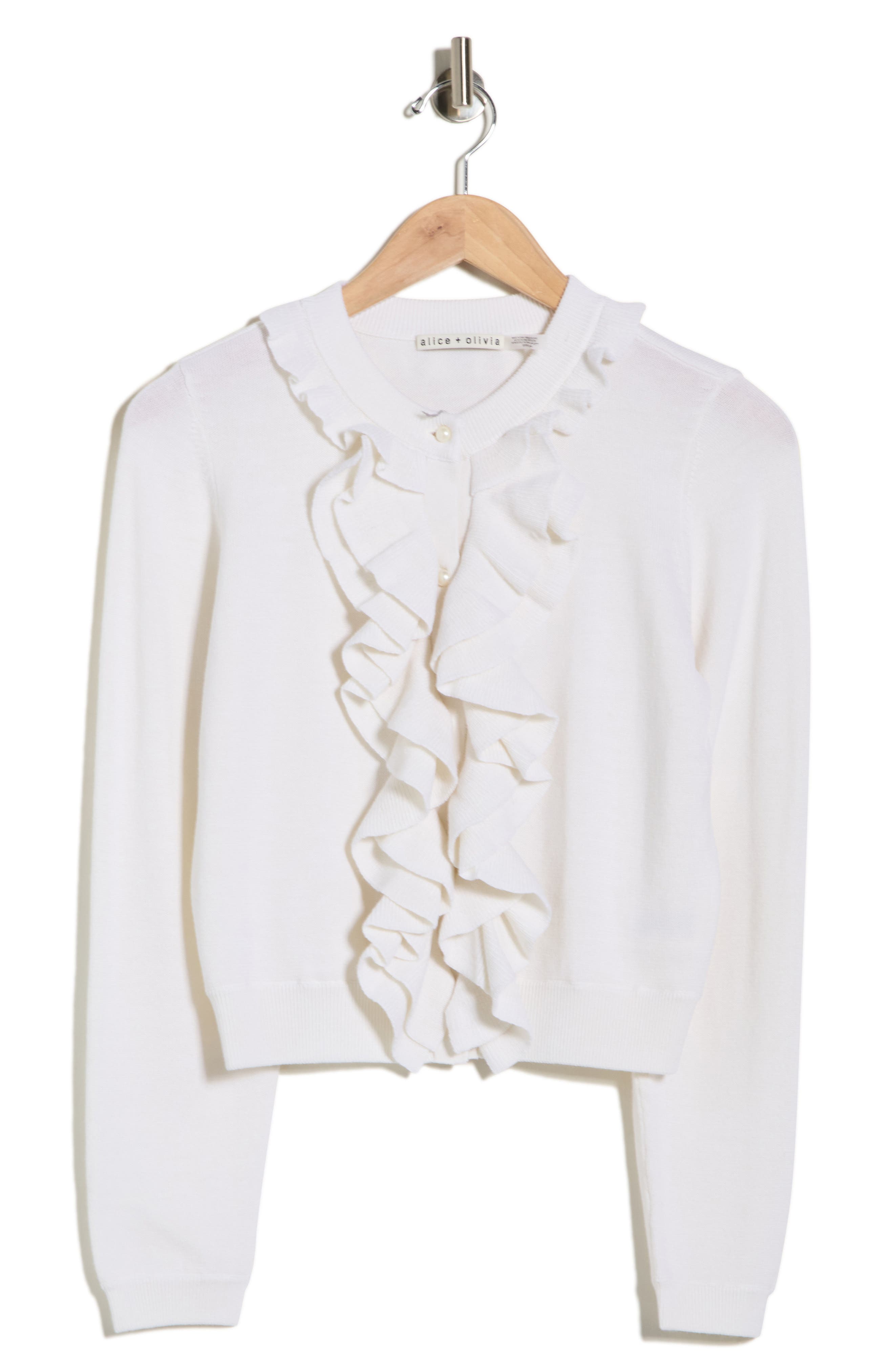Alice + Olivia Dollie Ruffle Trim Cardigan