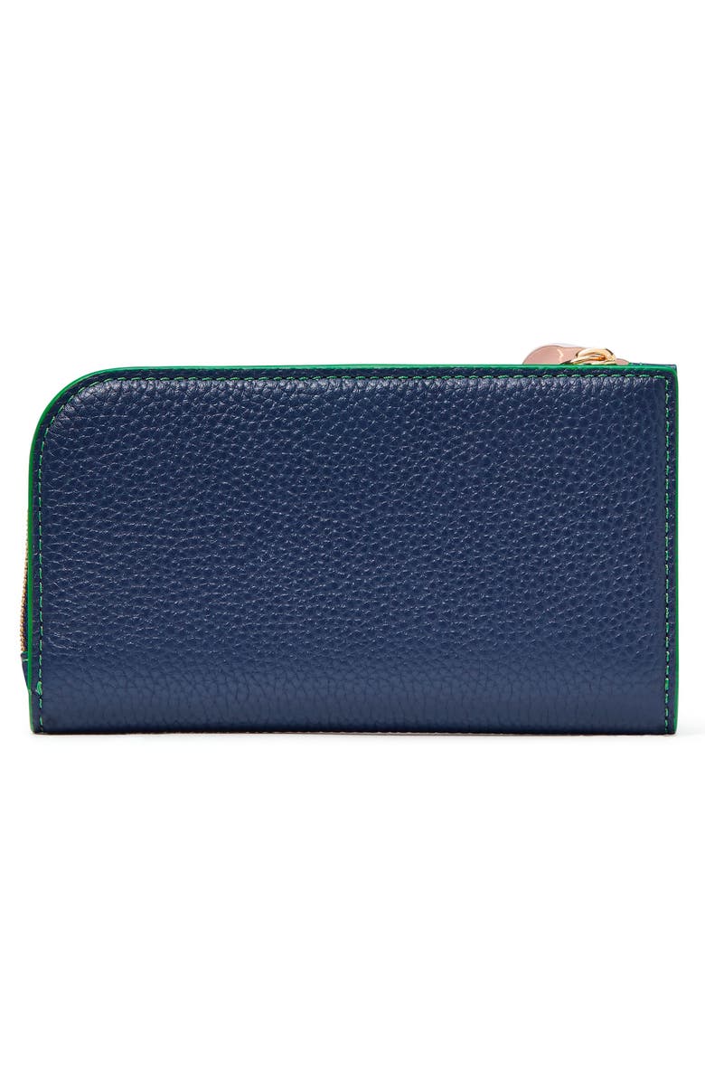 Kate Spade New York in the garden pebble leather bifold wallet, Alternate, color, Parisian Navy Multi