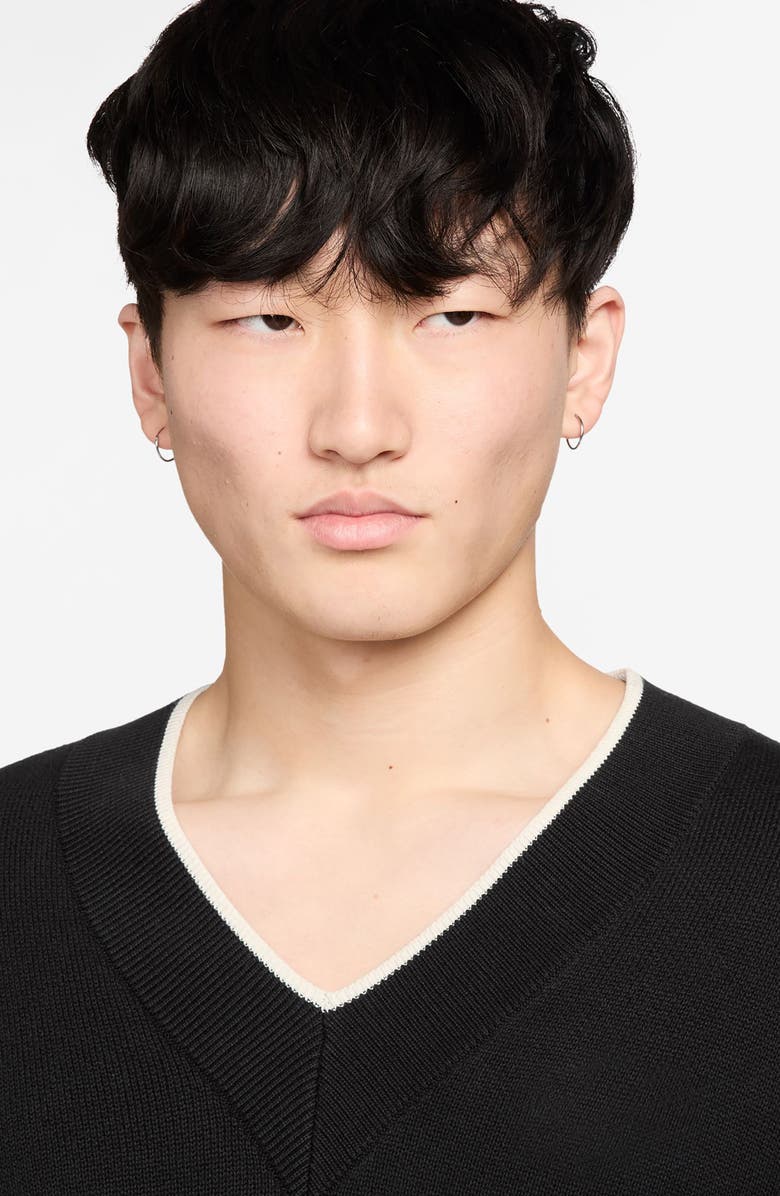 Nike Club Oversize Cotton V-Neck Sweater, Alternate, color, Black/ Sail/ White