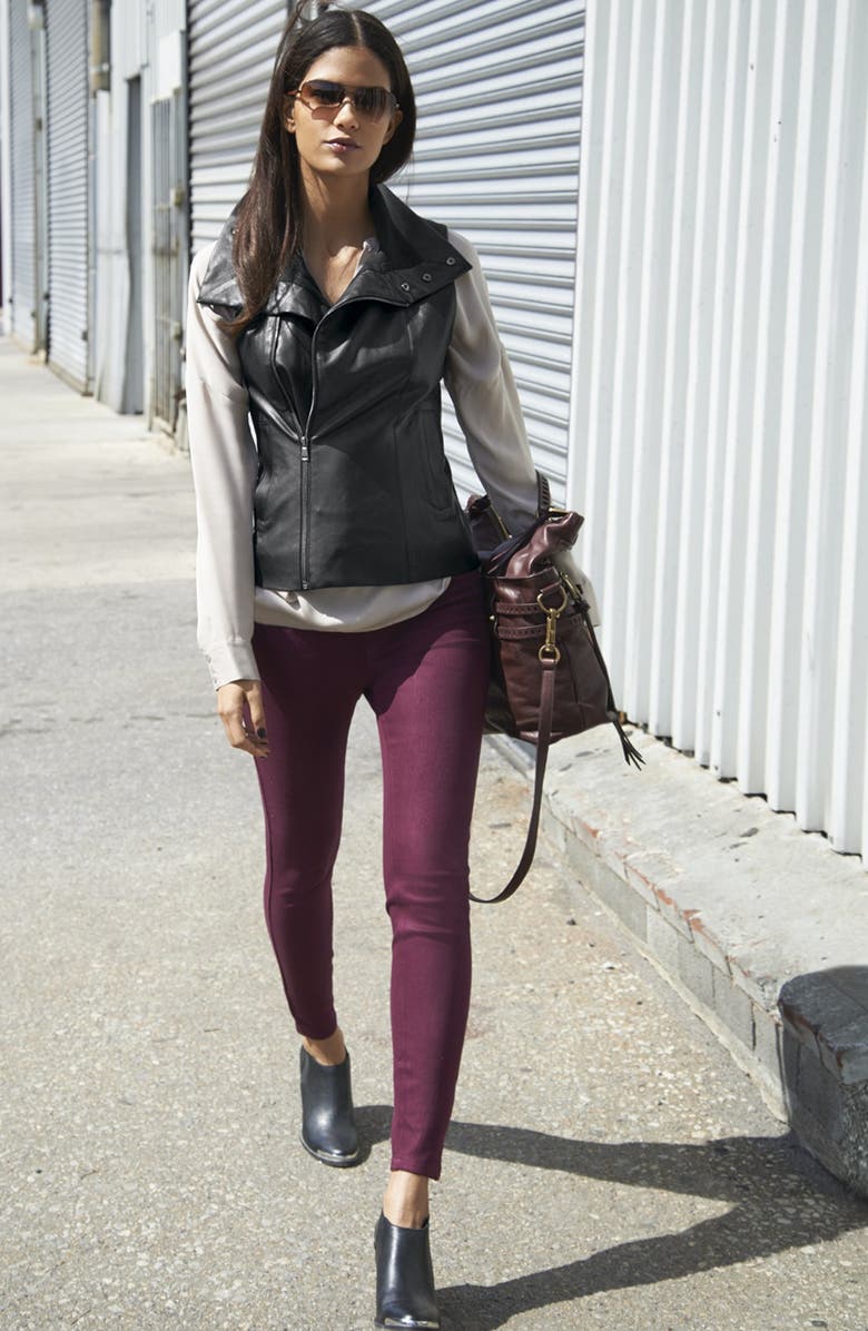 Echo Faux Leather Front Zip Vest, Alternate, color, 