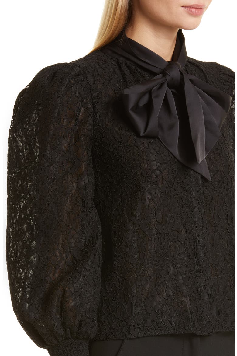 Brentley Tie Neck Lace Blouse, Alternate, color, BLACK