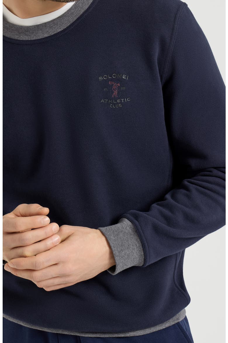 Cotton French terry sweatshirt with embroidery, Alternate, color, Cobalt