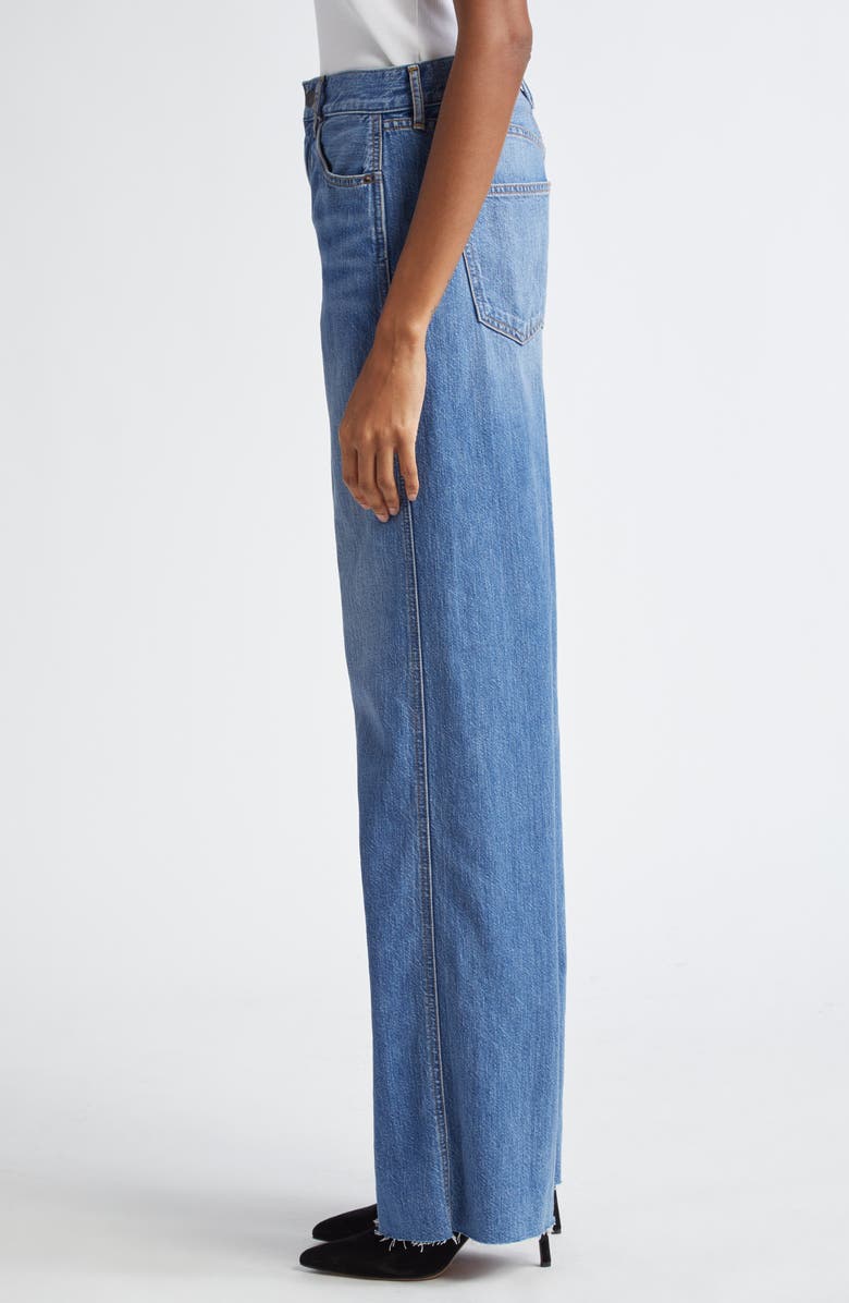 Veronica Beard Taylor High Waist Raw Hem Wide Leg Jeans, Alternate, color, Bright Lakeshore