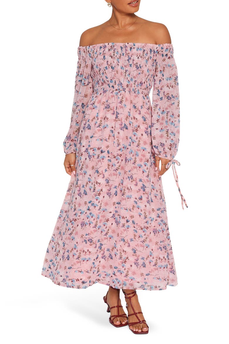 Harlon Off-the-Shoulder Maxi Dress, Main, color, PINK FLORAL