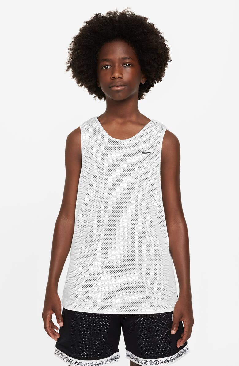 Nike Kids' Dri-FIT Reversible Mesh Tank, Main, color, White/ Black/ Black