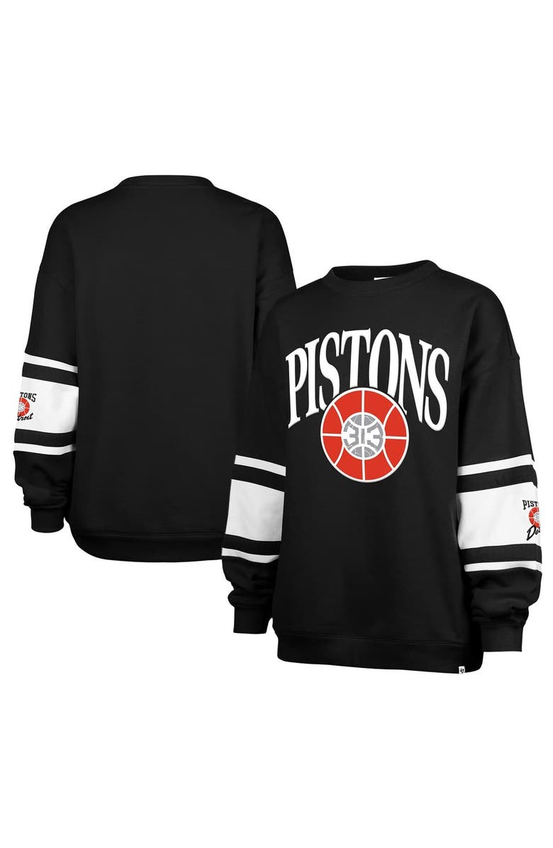 '47 Women's '47 Black Detroit Pistons 2024/25 City Edition Steadfast Paneled Pullover Sweatshirt, Main, color, 