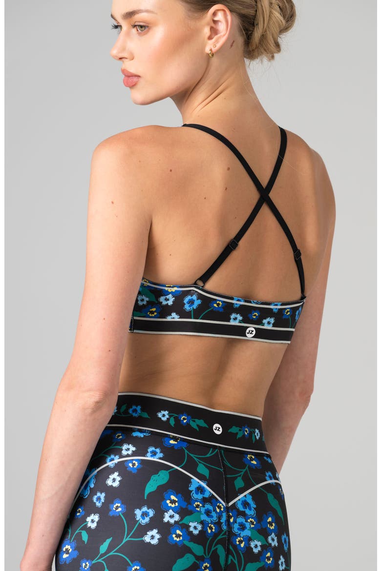 Garden Nocturne Sports Bra, Alternate, color, Black