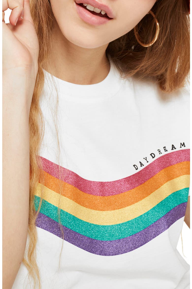 Day Dreamer Rainbow Tee, Alternate, color, WHITE MULTI