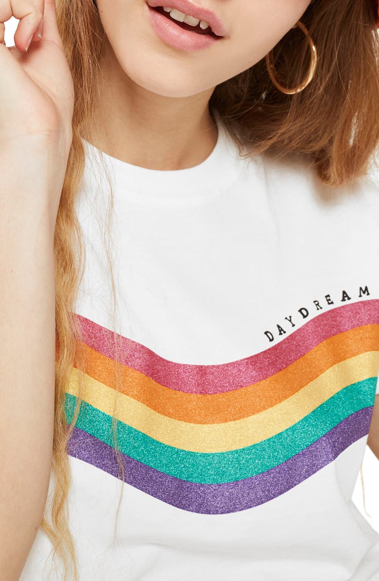 Topshop Day Dreamer Rainbow Tee, Alternate, color, 