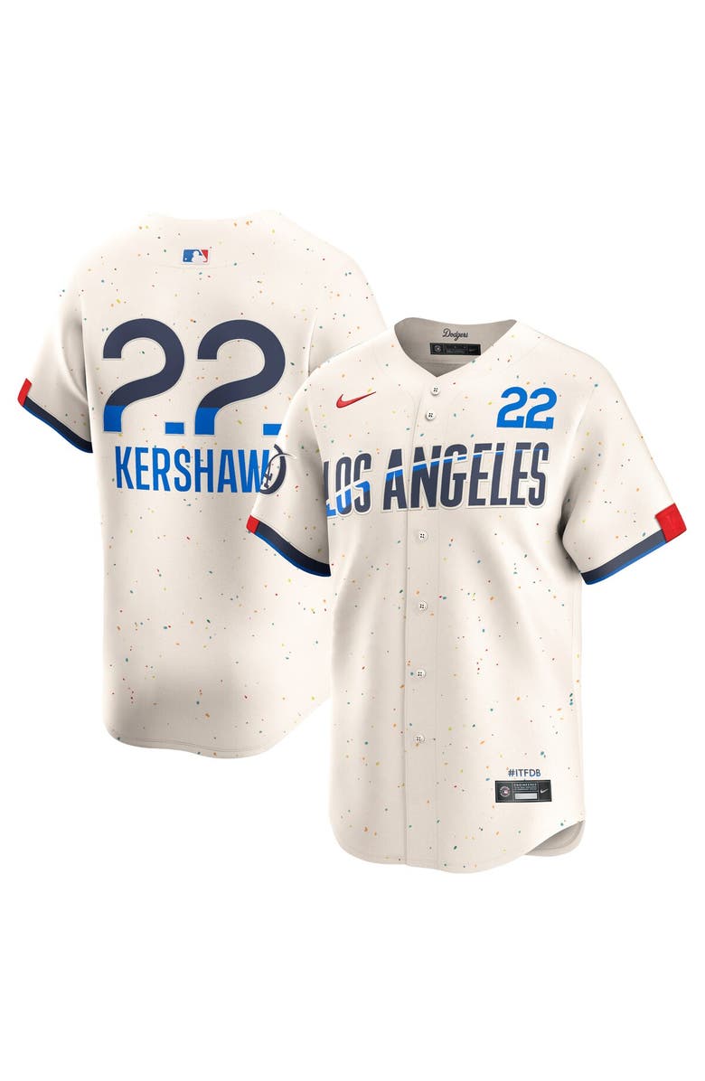 Nike Men's Nike Clayton Kershaw Cream Los Angeles Dodgers 2024 City Connect Limited Player Jersey, Main, color,