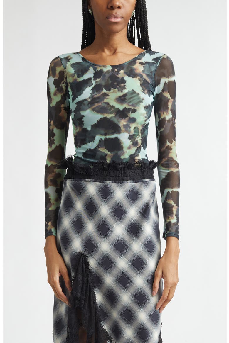 Women's Cardio Floral Print Gold Lamé Top, Main, color, SNOW LEOPARD