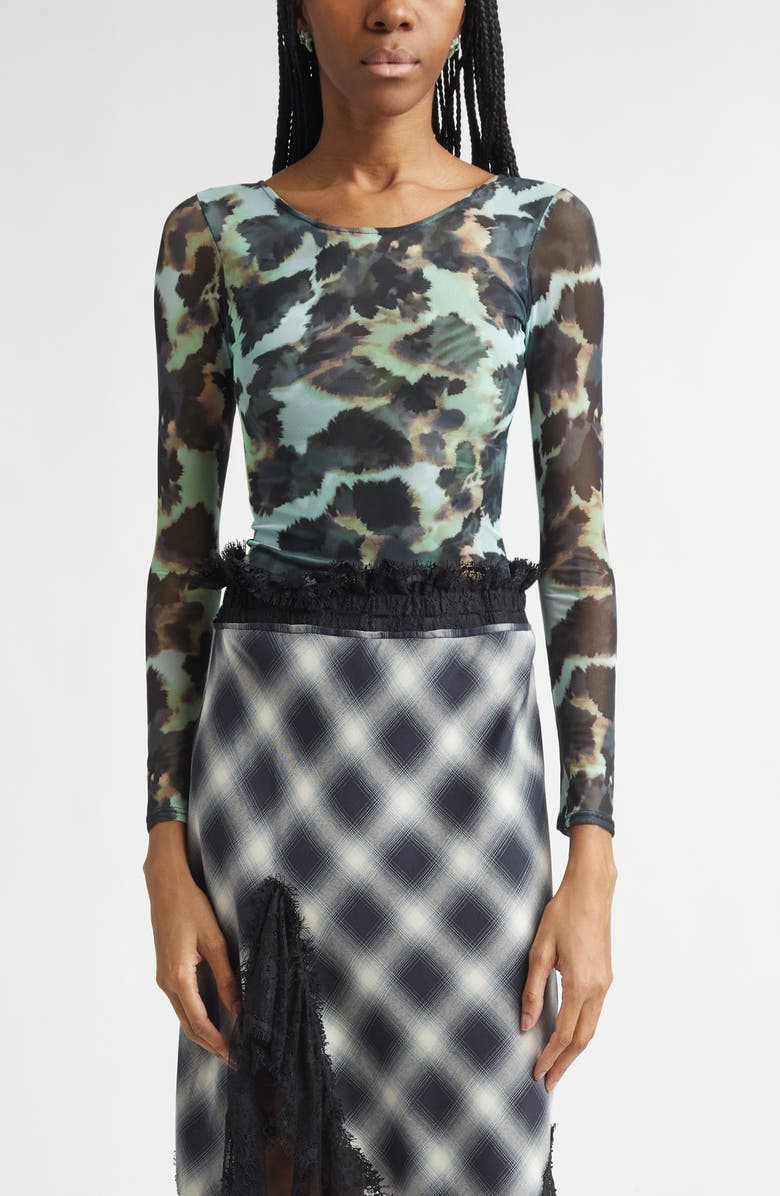 Collina Strada Women's Cardio Floral Print Gold Lamé Top, Main, color, Snow Leopard