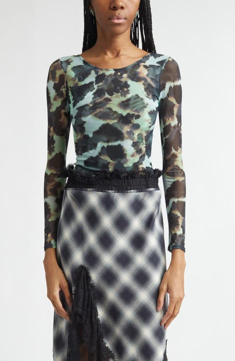 Women's Cardio Floral Print Gold Lamé Top