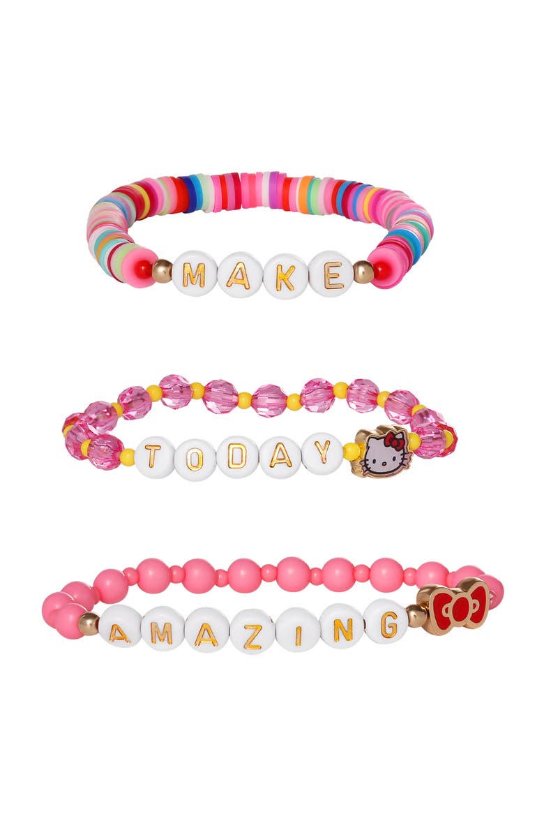 Hello Kitty Make Today Amazing Beaded Bracelet Set, Alternate, color, Yellow Gold, Multicolor