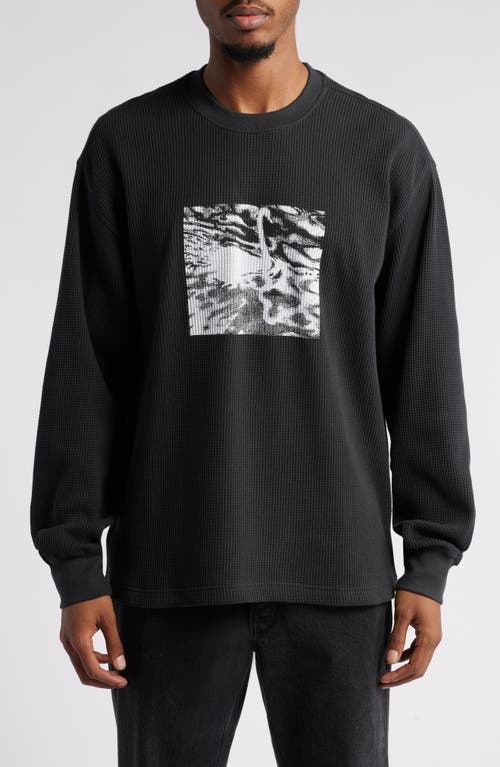 Obey Pressure Long Sleeve Thermal Graphic T-Shirt in Pirate Black 