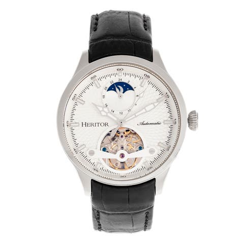 Gregory Semi-Skeleton Leather-Band Watch