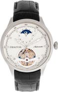 Heritor Automatic Gregory Semi-Skeleton Leather-Band Watch
