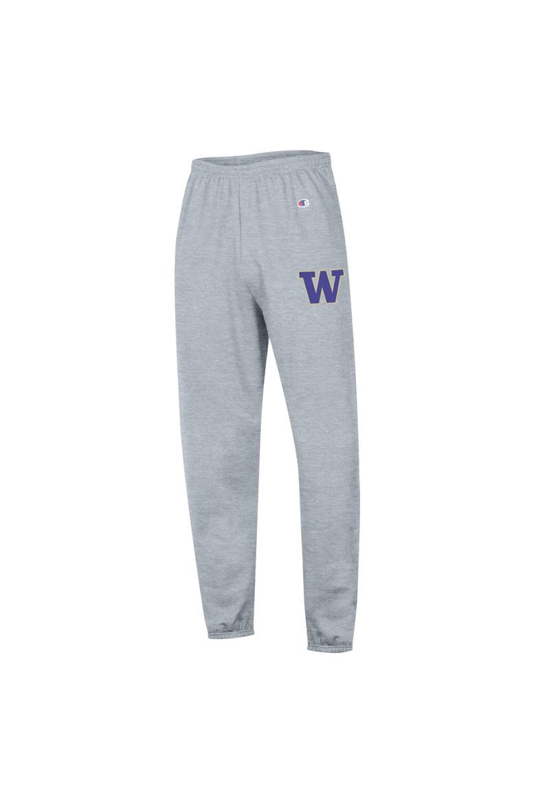 Men's Champion  Heather Gray Washington Huskies Powerblend Banded Fleece Sweatpants, Alternate, color, Heather Gray