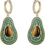 EYE CANDY LOS ANGELES Sara Green Pear Cubic Zirconia Drop Huggie Hoop Earrings
