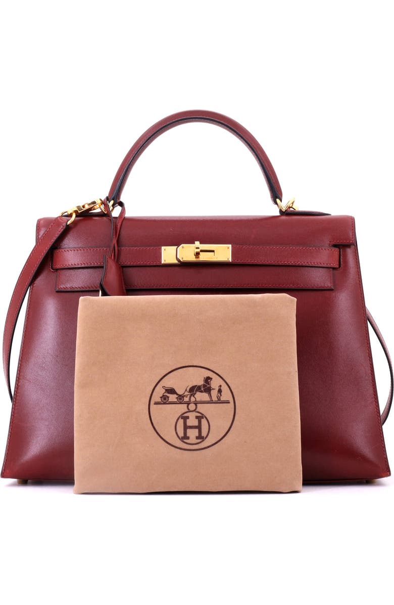Pre-Owned Hermes Kelly Handbag Red Box Calf with Gold Hardware 32, Alternate, color, Rouge H