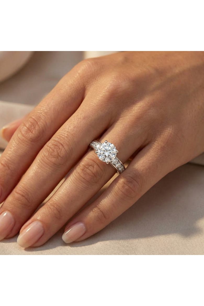 Certified 3 Ct Diamond Engagement Ring Cathedral Lab Grown, Alternate, color, 14k White Gold