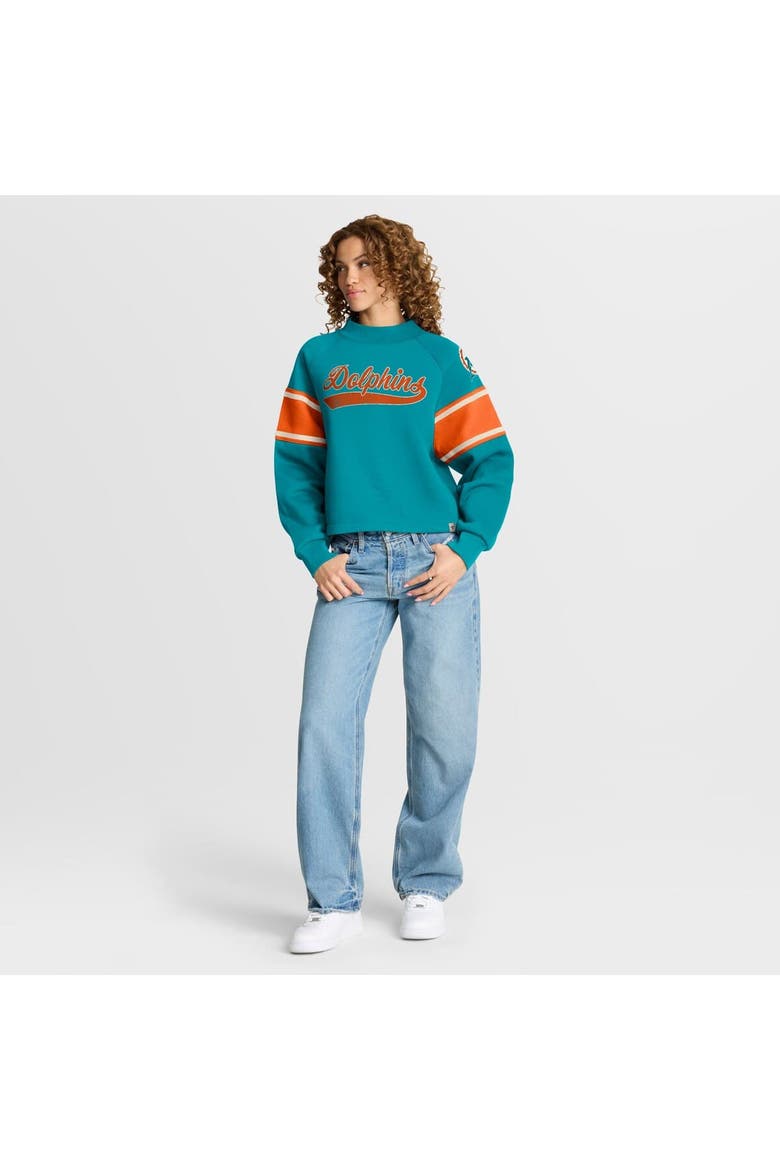 Women's Fanatics Aqua Miami Dolphins Oversized Hometown Toss Sweep Mock Neck Pullover, Alternate, color, Aqua