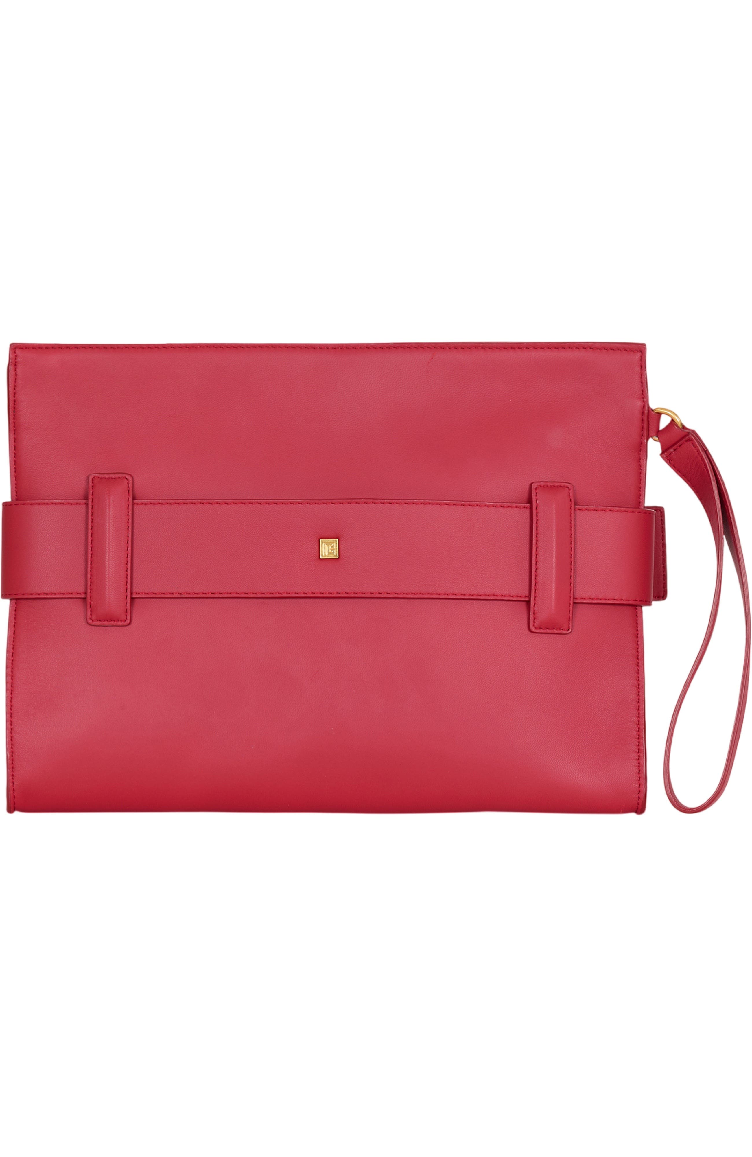 Anthem smooth leather clutch, Alternate, color, red