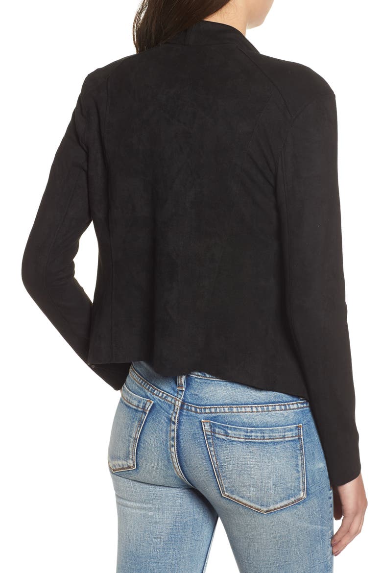 Drape Front Faux Suede Jacket, Alternate, color, BLACK
