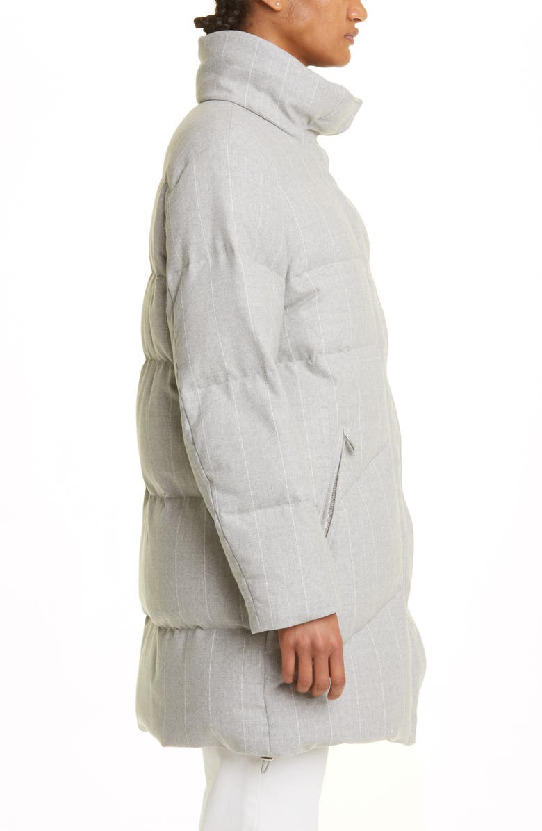 Eleventy Pinstripe Wool Stretch Flannel Puffer Coat, Alternate, color, 