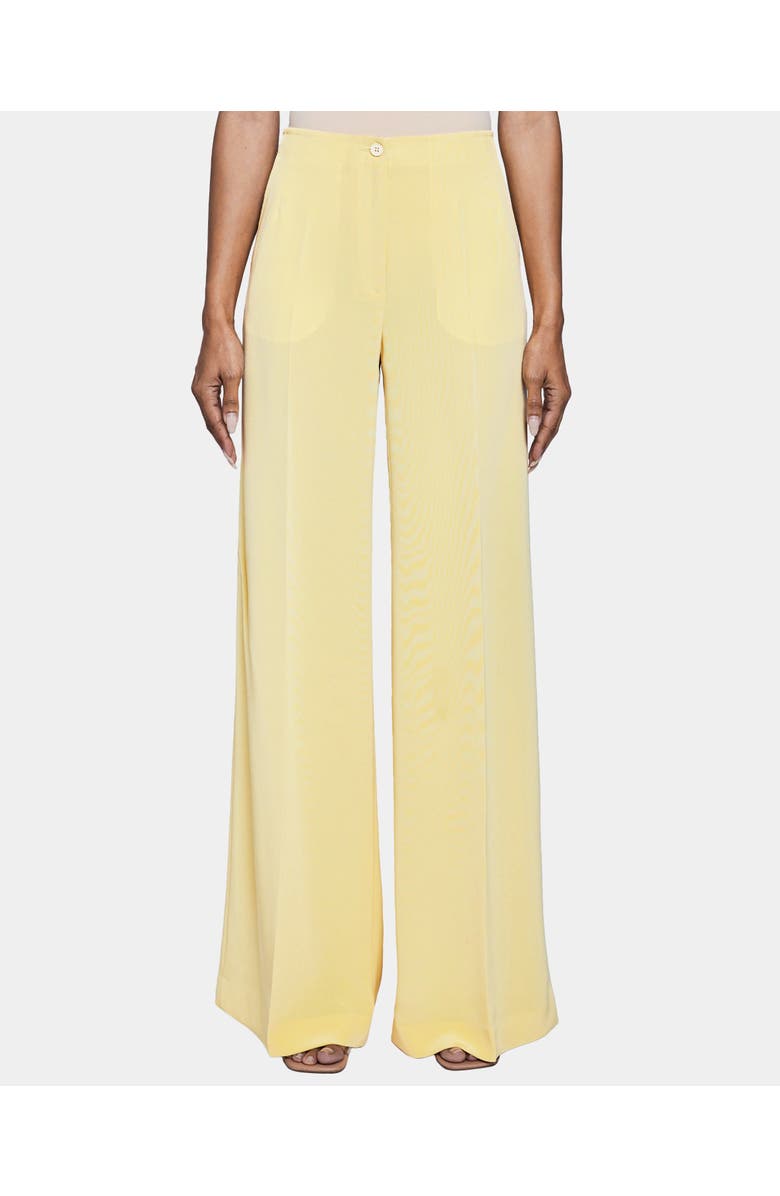 Santorelli LILY Wide Leg Pants with Slanted Side Pockets in Fluid Cady, Main, color, Lemon