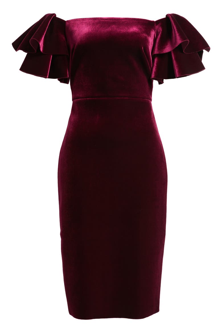 Off the Shoulder Ruffle Cocktail Dress, Alternate, color, WNE
