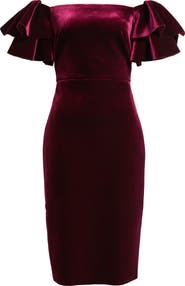 Eliza J Off the Shoulder Ruffle Cocktail Dress