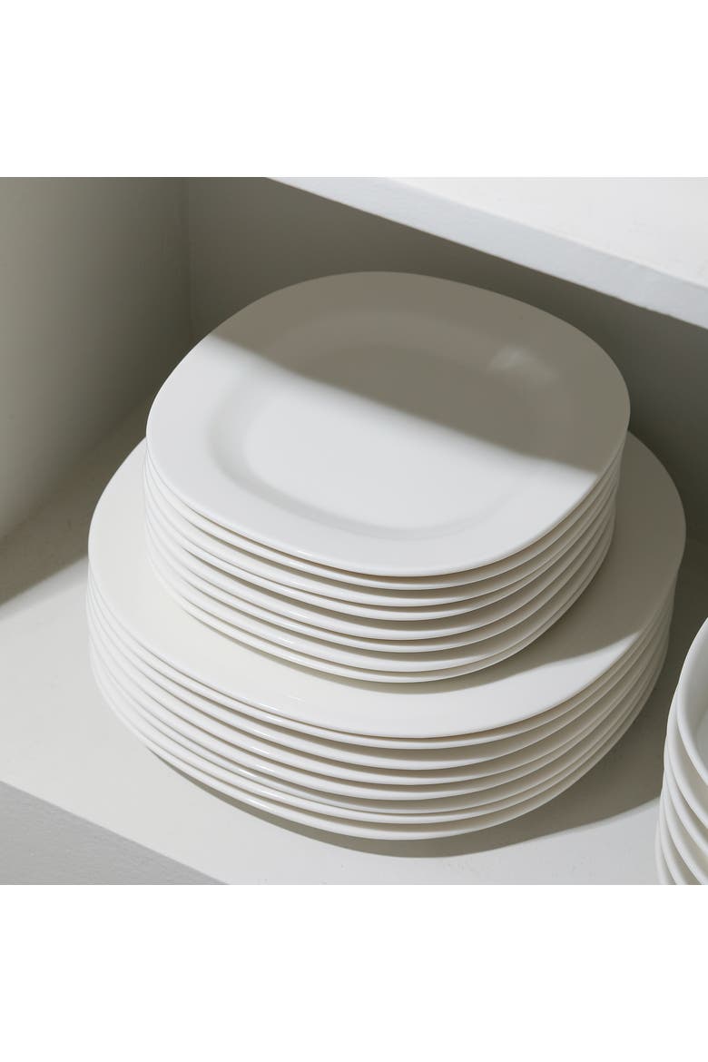 Quadro Porcelain 4-Piece Dinner Plate Set, Alternate, color, White
