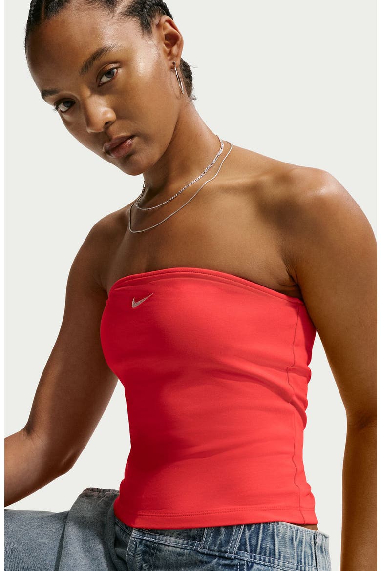 Sportswear Strapless Top, Alternate, color, LT CRIMSON/ SAIL