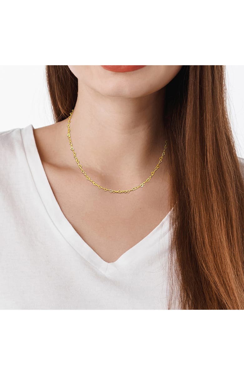 DELMAR 18K Gold Plated Sterling Silver Heart Link Necklace, Alternate, color, Gold