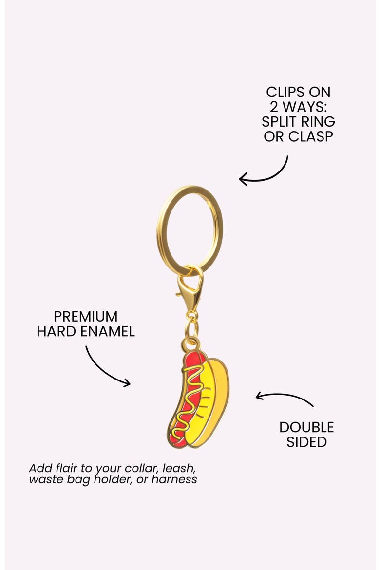 Hotdog Pet Collar Charm, Alternate, color, Hotdog
