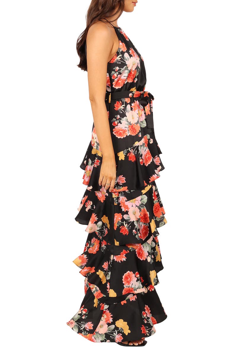 Petal & Pup Sarona Floral Belted Maxi Dress, Alternate, color, Black Floral