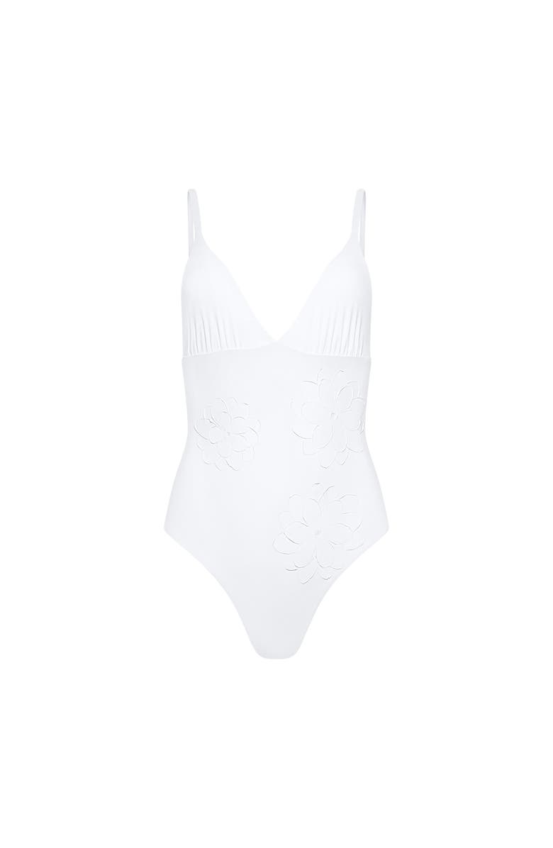 TABACARU Catherine Floral Applique One-Piece Swimsuit, Alternate, color, White