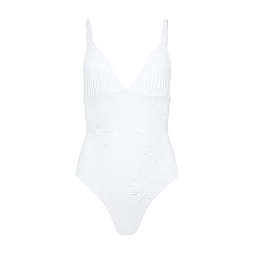 Tabacaru Catherine Floral Applique One-piece Swimsuit In White