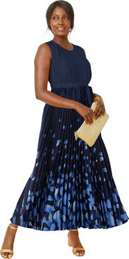 Jessica London Pleated Maxi Dress
