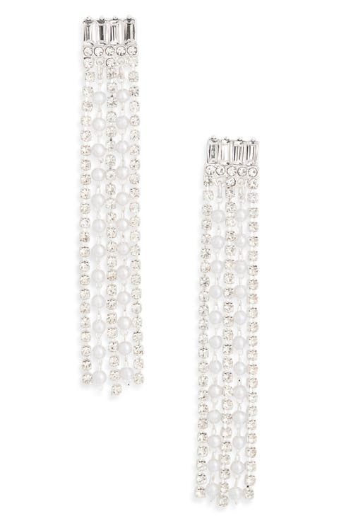Crystal & Faux Pearl Fringe Drop Earrings