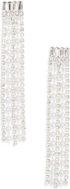 NORDSTROM RACK Crystal & Faux Pearl Fringe Drop Earrings
