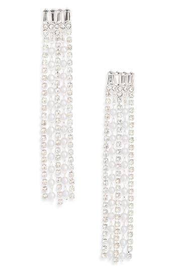 Nordstrom Rack Crystal & Faux Pearl Fringe Drop Earrings In Multi