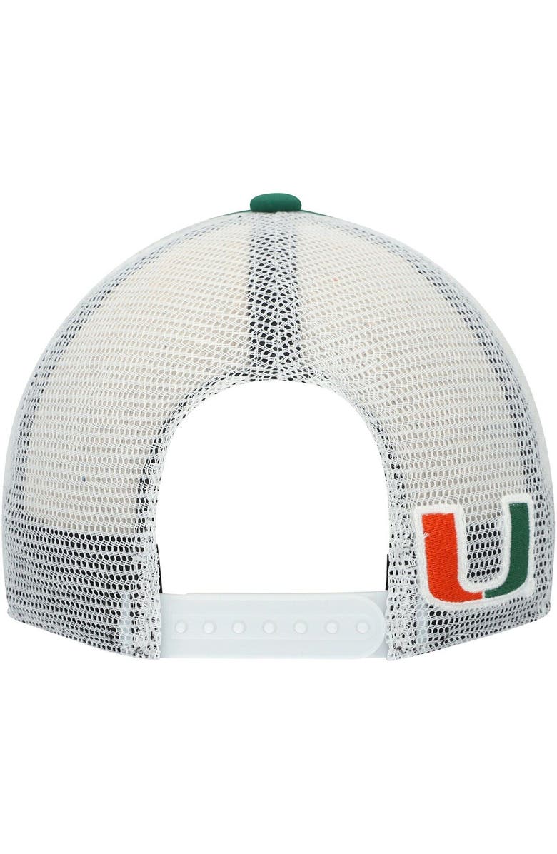 adidas Men's adidas Green/White Miami Hurricanes Foam Trucker Snapback Hat, Alternate, color, 