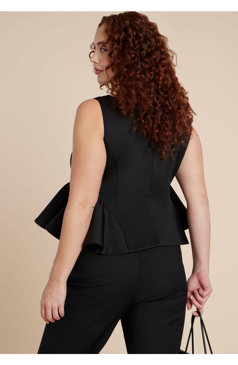 ELOQUII Flared Peplum Top, Alternate, color, Black Onyx