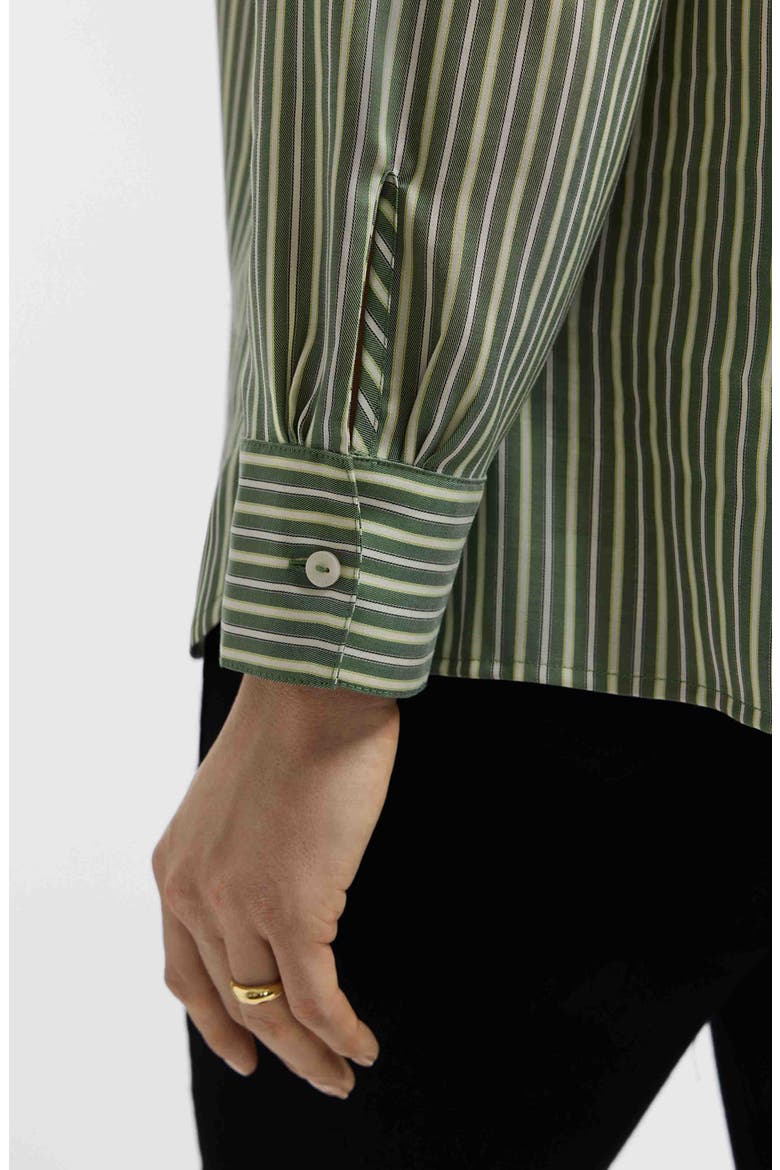Sadie Stripe Ruffle Button-Up Shirt, Alternate, color, BASIL MULTI
